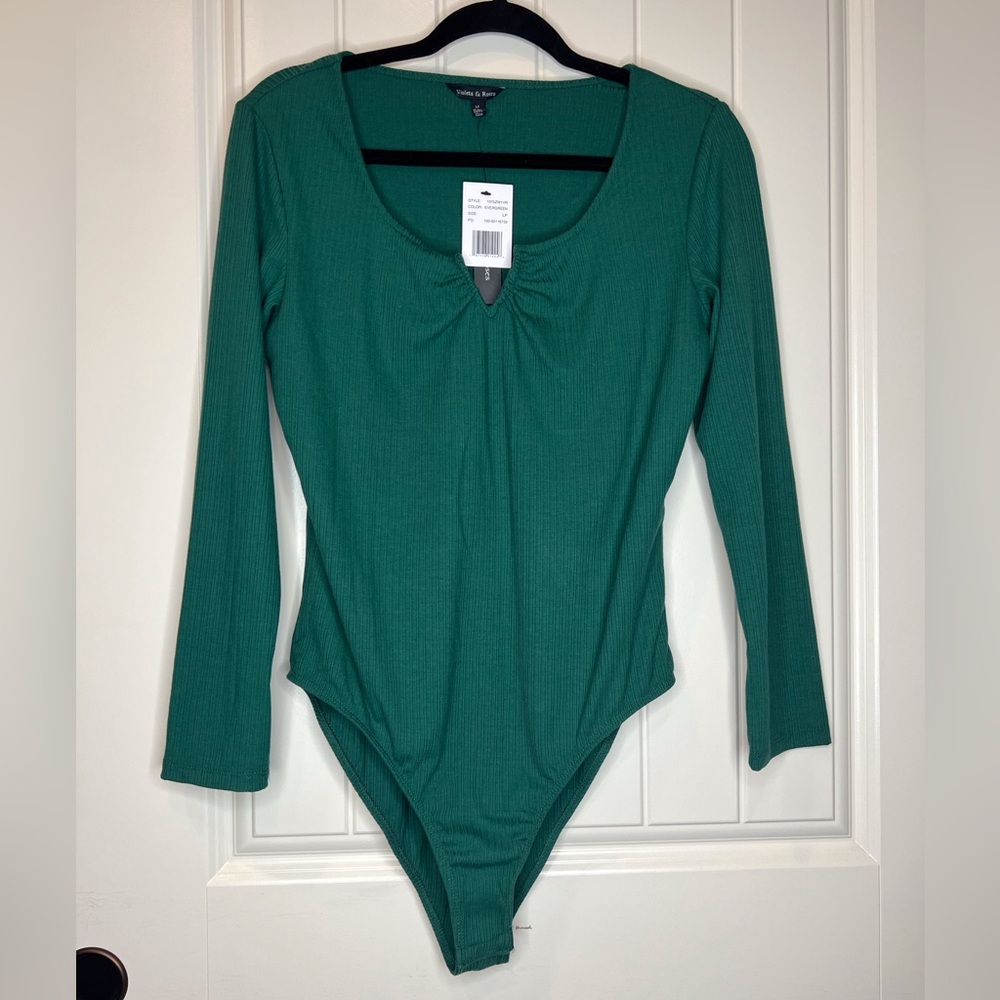 Violets & Roses Green Long Sleeve Bodysuit